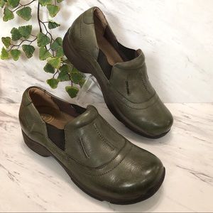 DANSKO Professional Antique Green Leather Clogs